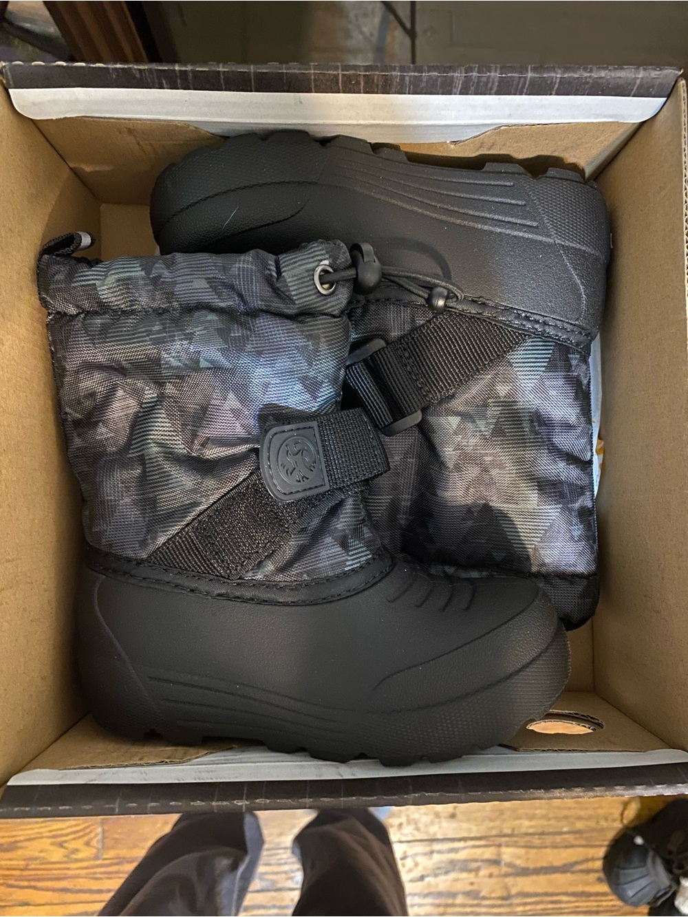 Kids Black Camo Winter Boots